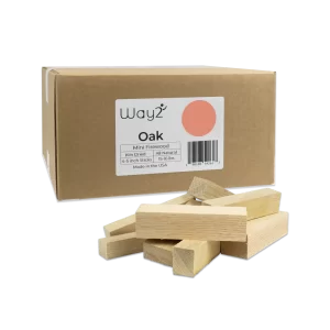 Way 2 Outdoors Oak box of oak fire wood, individual pieces shown in front of box